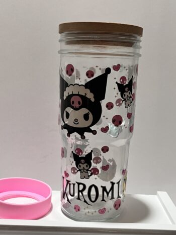 Kuromi Glass Tumbler With Bamboo Lid and Straw - Image 5