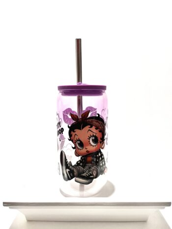 Betty Boop 16oz Bear Can Style Glass Cup - Image 2