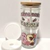 Chismosa Even In The After Life 24oz Glass Tumbler with Bamboo and Plastic Lid and Straw - Image 4