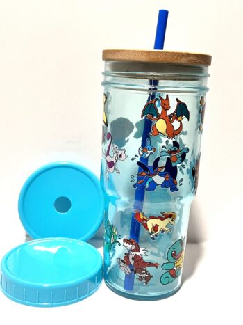 Pokemon 24oz Glass Tumbler with Bamboo and Plastic Lid and Straw - Image 5