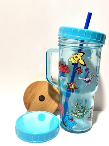 Pokemon 24oz Glass Tumbler with Bamboo and Plastic Lid and Straw - Image 3