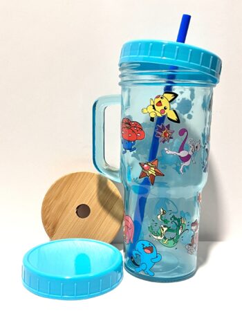 Pokemon 24oz Glass Tumbler with Bamboo and Plastic Lid and Straw - Image 2