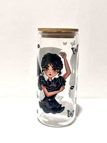 Wednesday Adams 20oz Glass Beer Can Style Cup - Image 3