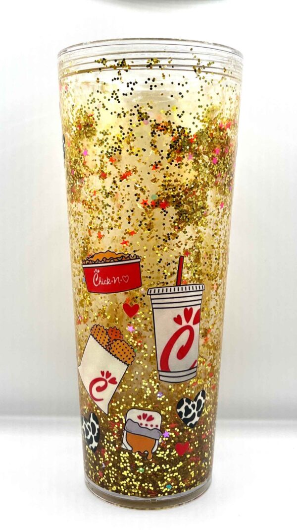 Chick -fil-A 24 oz  Glitter Double Walled Tumbler with Straw