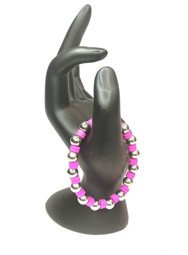 The Olivia Hot Pink and Silver Bracelets