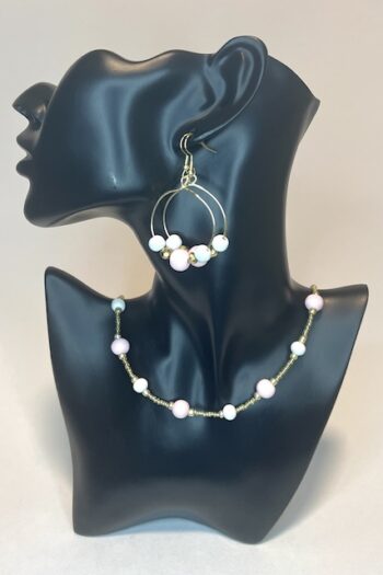 The Pink White Fantasy Necklace and Earring Set