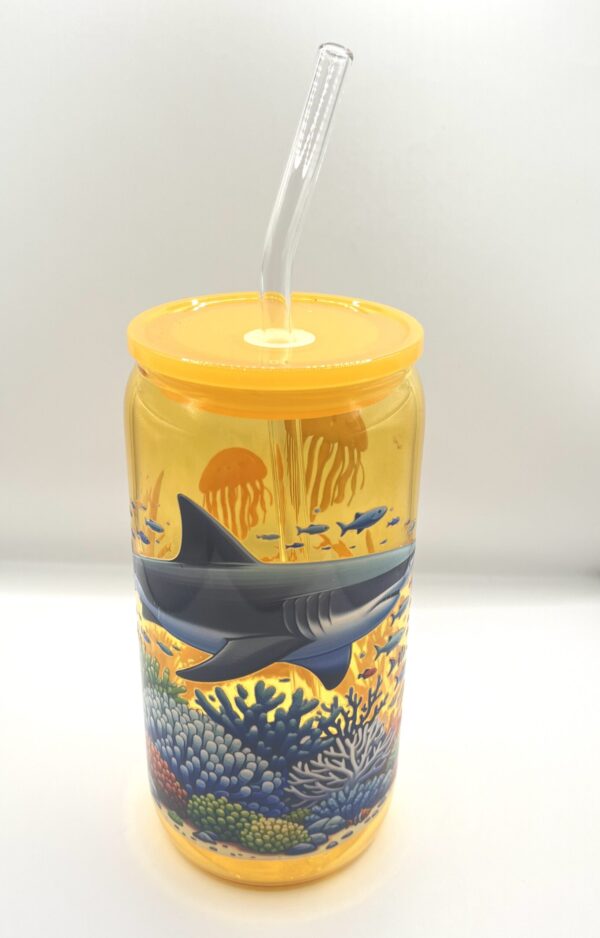 Aquarium 16oz Beer Can Style Glass Cup