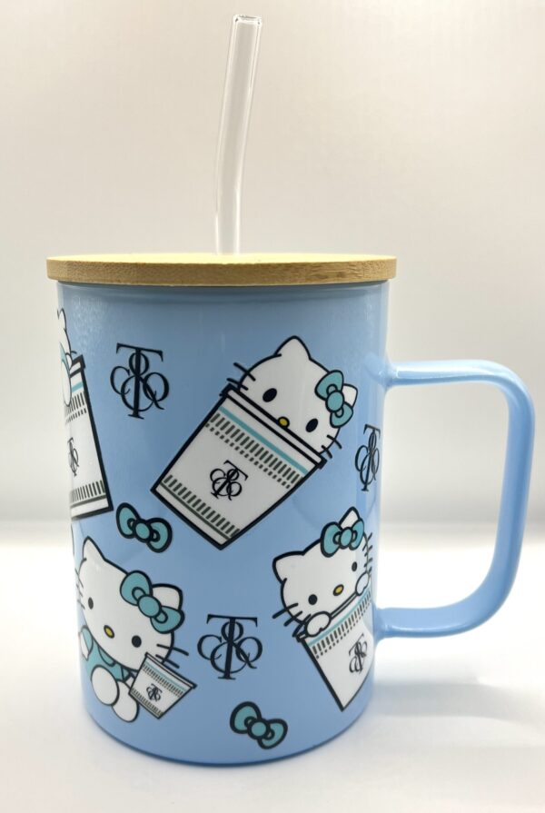Hello Kitty Glass Mug with Straw and Bamboo Lid