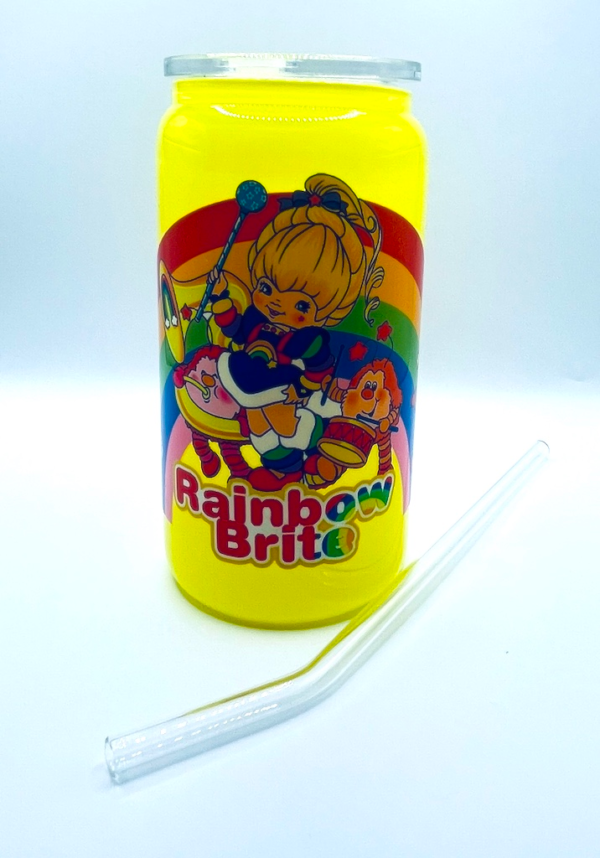 Rainbow Brite 16oz Beer Can Style Glass Cup