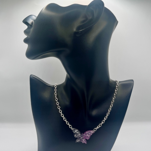 Butterfly Pink and Gray Necklace
