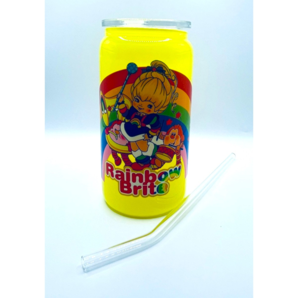Rainbow Brite 16oz Beer Can Style Glass Cup
