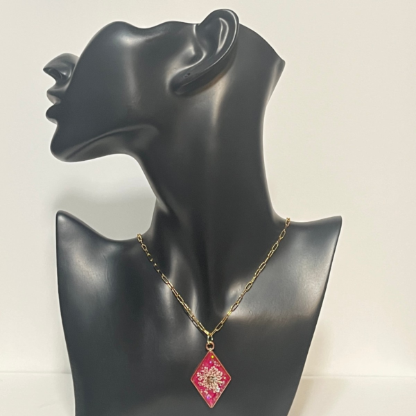 Love Yourself Pink Sparkling Resin Necklace